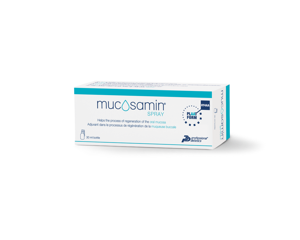 Mucosamin spray packaging box 30ml on transparent background